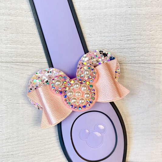 Millennial Pink Pearl Ear Band Bow