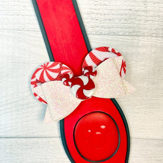 Candy Cane Mouse Ear Band Bow