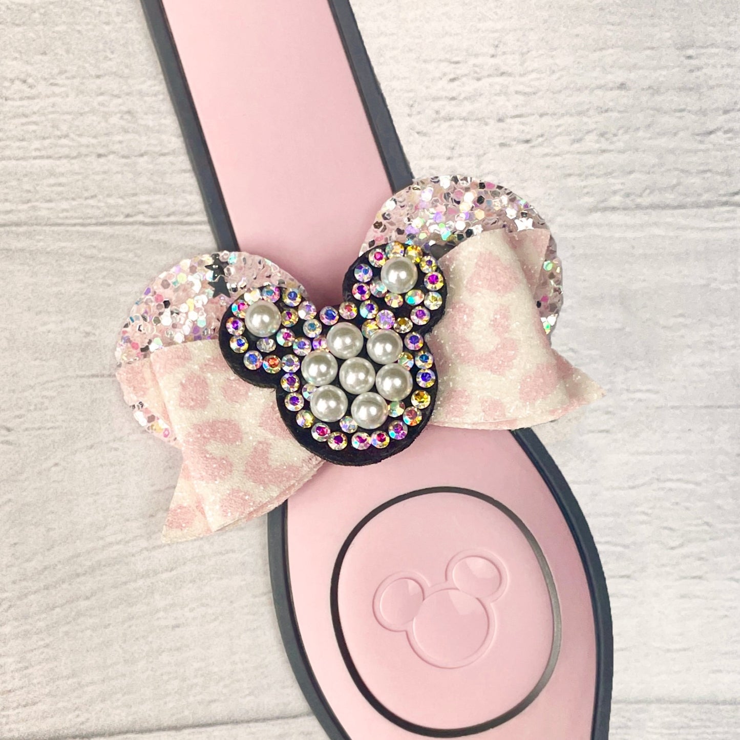 Pink Leopard Pearl Ear Band Bow