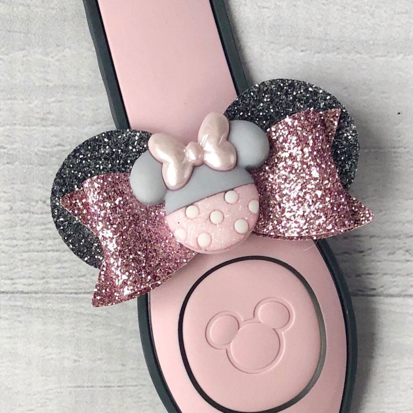 Pink & Gray Ear Band Bow