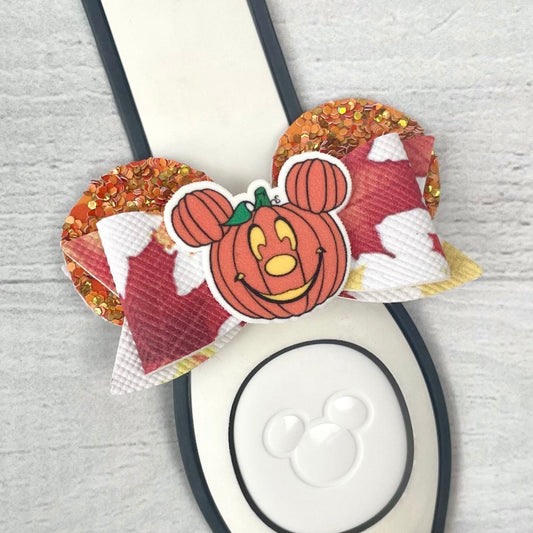 Pumpkin Lantern Ear Band Bow