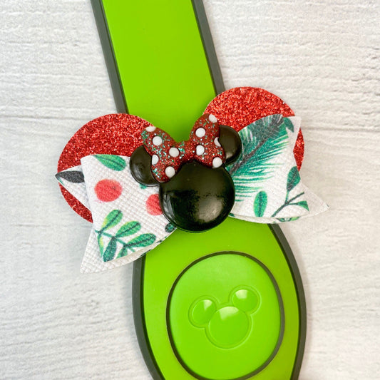 Christmas Holly Ear Band Bow