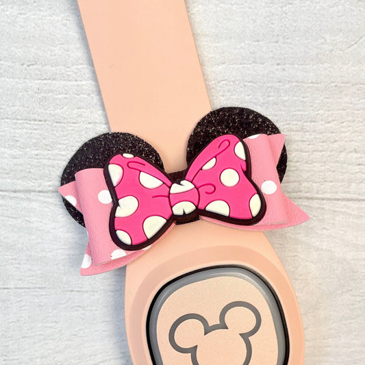 Pink Polka Dot Ear Band Bow